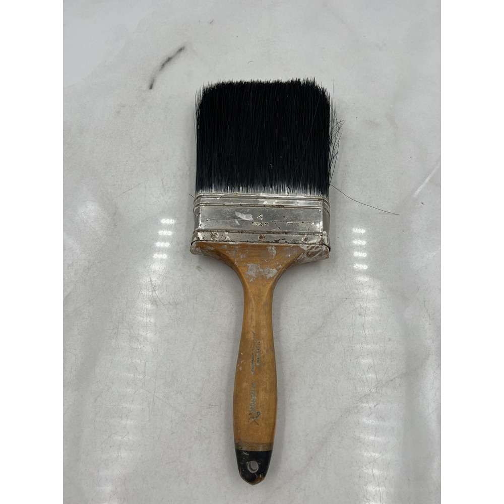 Vintage Rubberset Co Grand Prix 4 Inch Paint Brush Black Tapered Nylon Wood